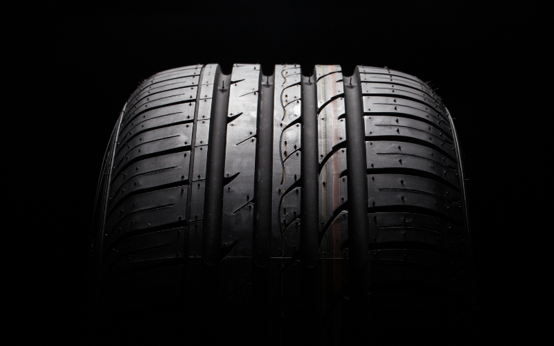 Performance car tire close-up